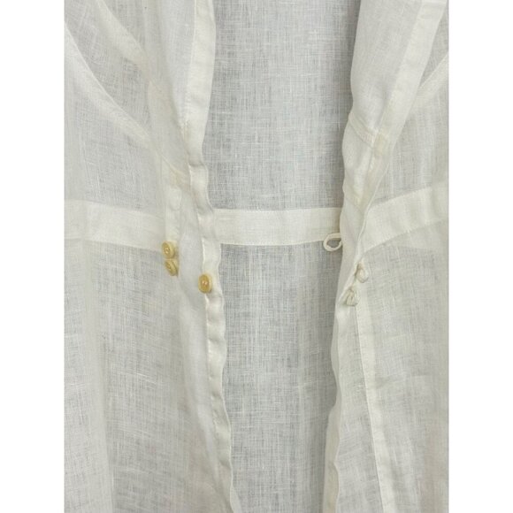 CP Shades White Linen Shirt Jacket Long Sleeve 2-Button Lagenlook Relaxed Size S - Picture 5 of 12